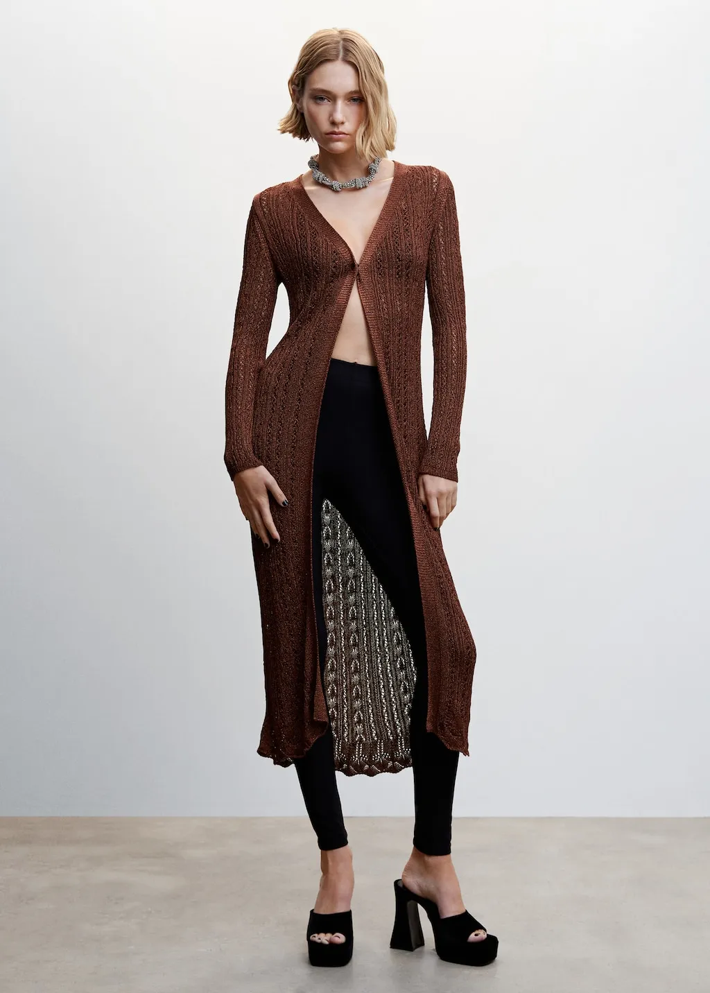 Cardigan lungo traforato