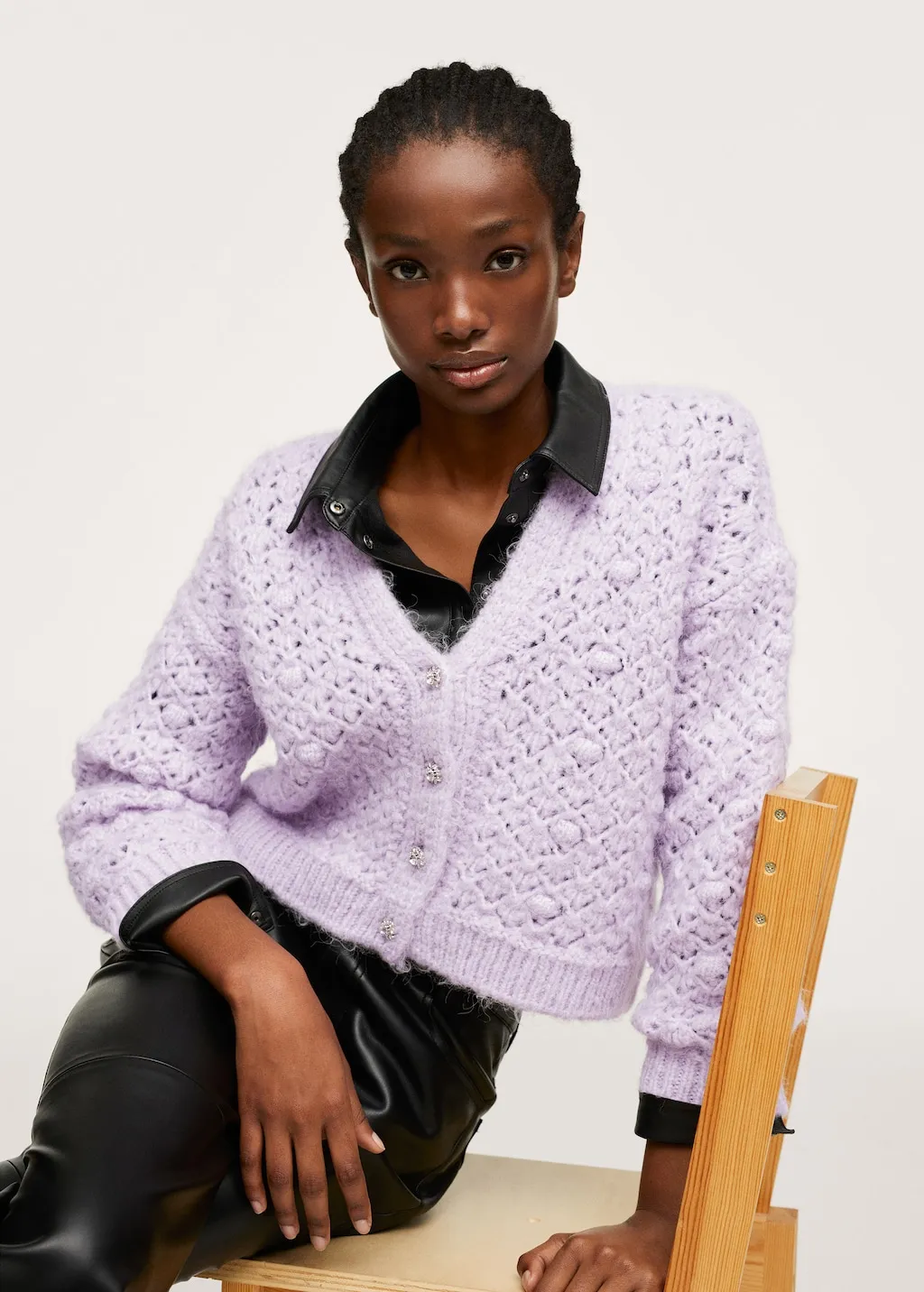 Cardigan maglia traforato
