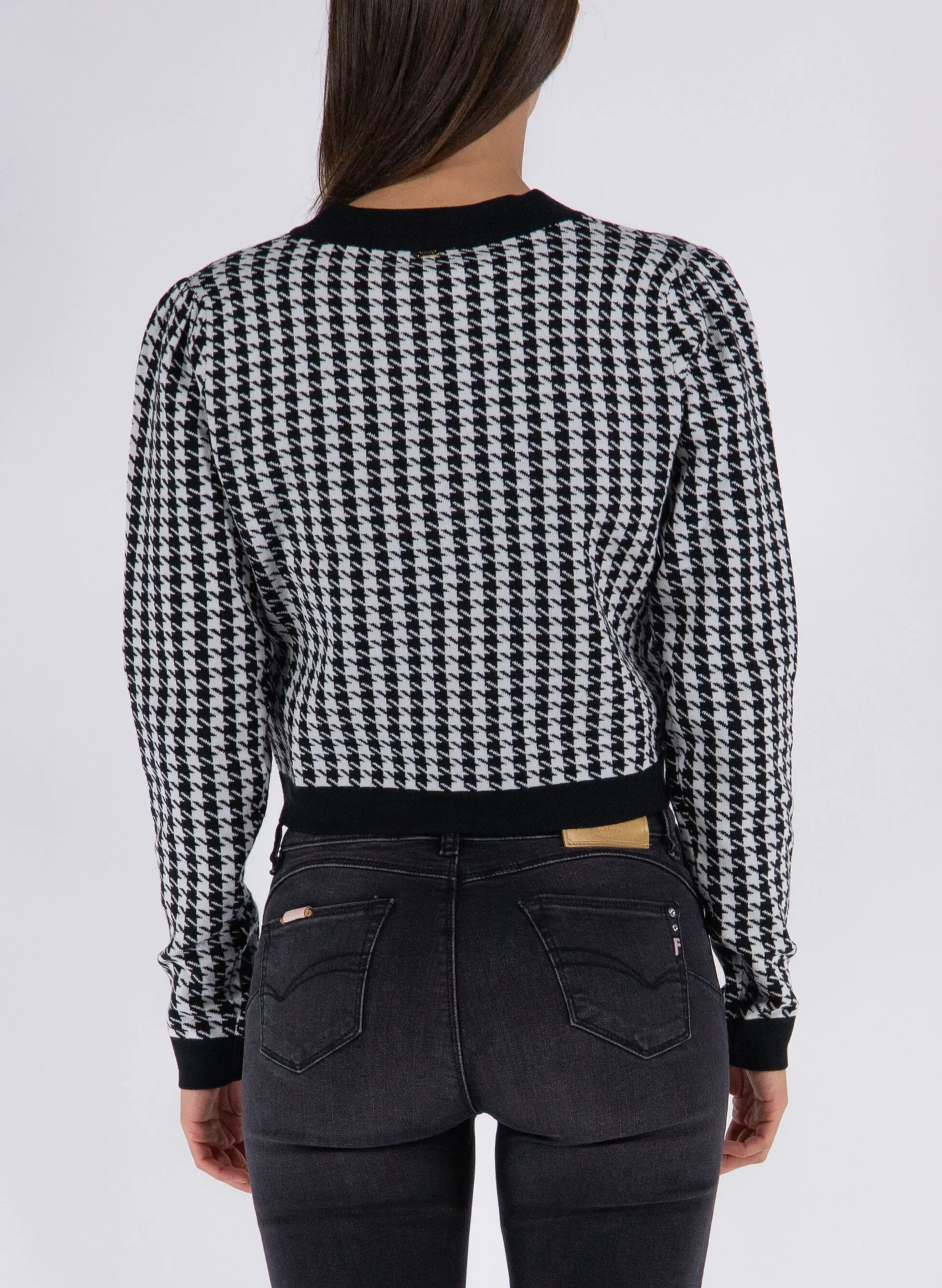 cardigan regular in jacquard pied de poule