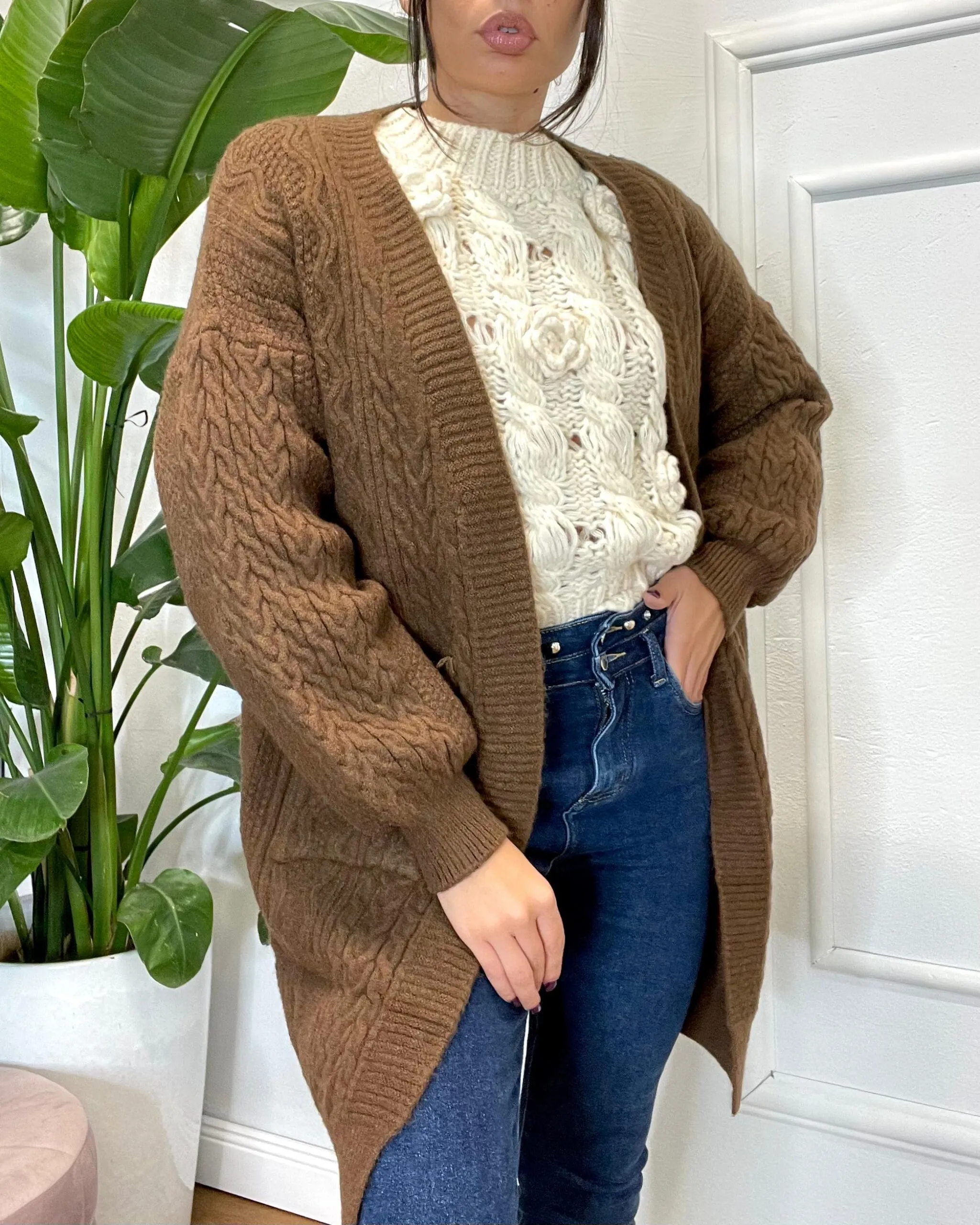 CARDIGAN TRECCIA 631 moro