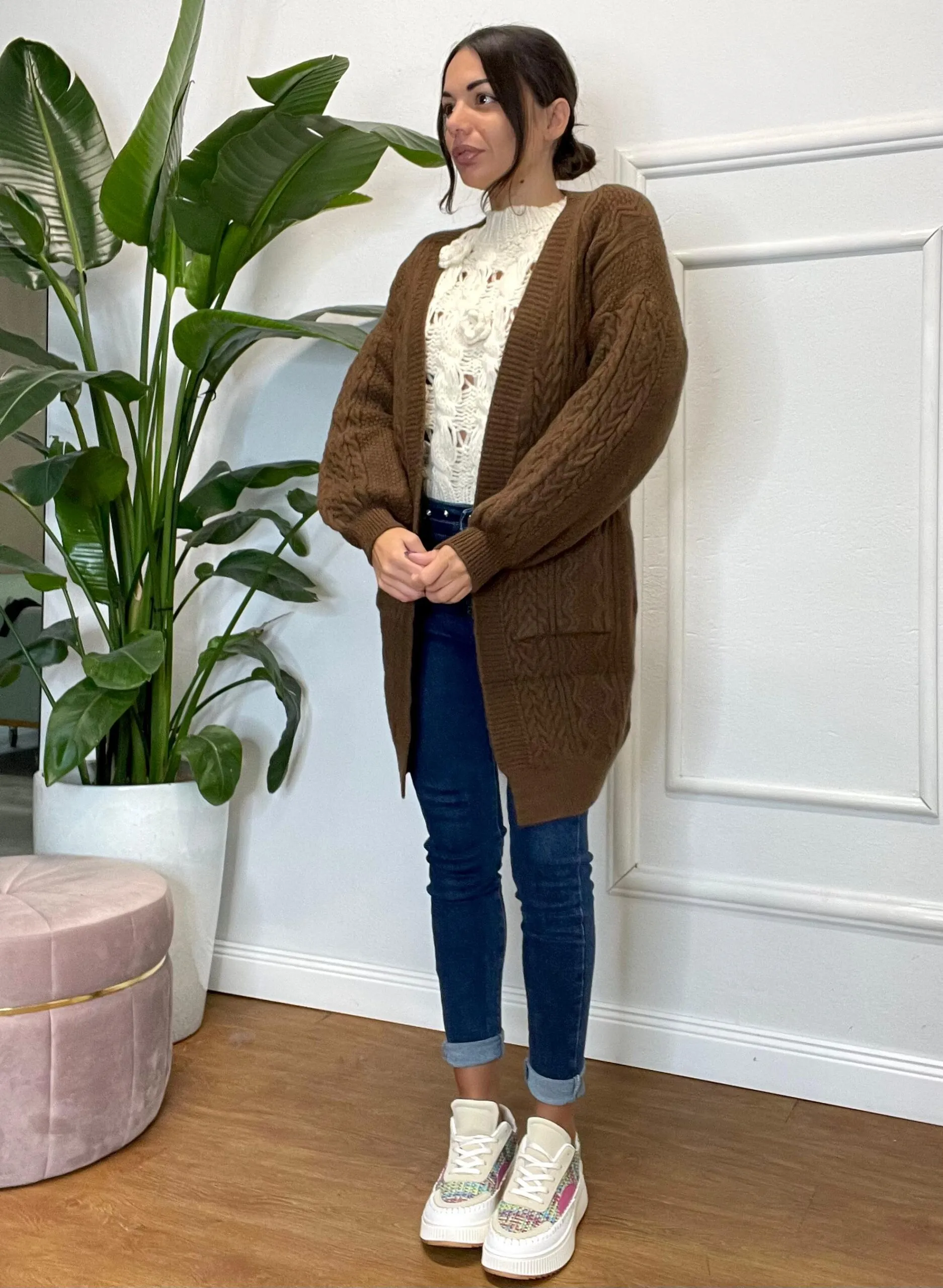 CARDIGAN TRECCIA 631 moro
