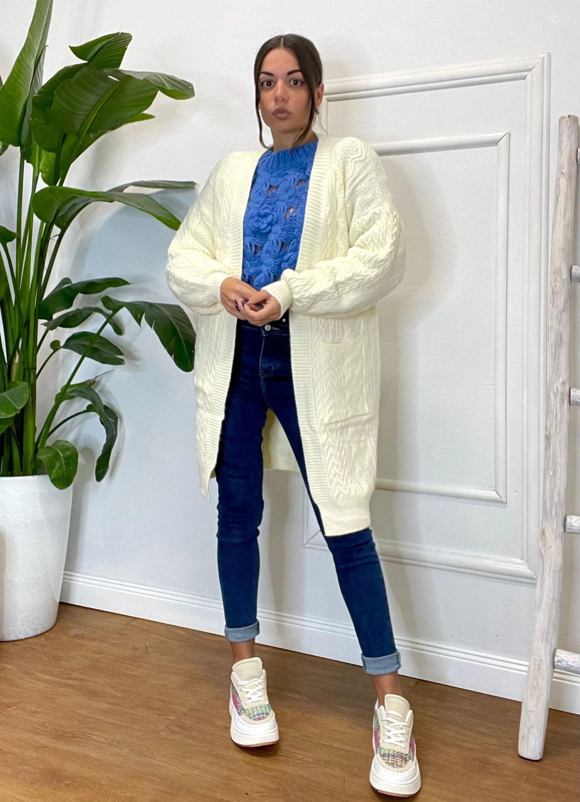 CARDIGAN TRECCIA 631 panna