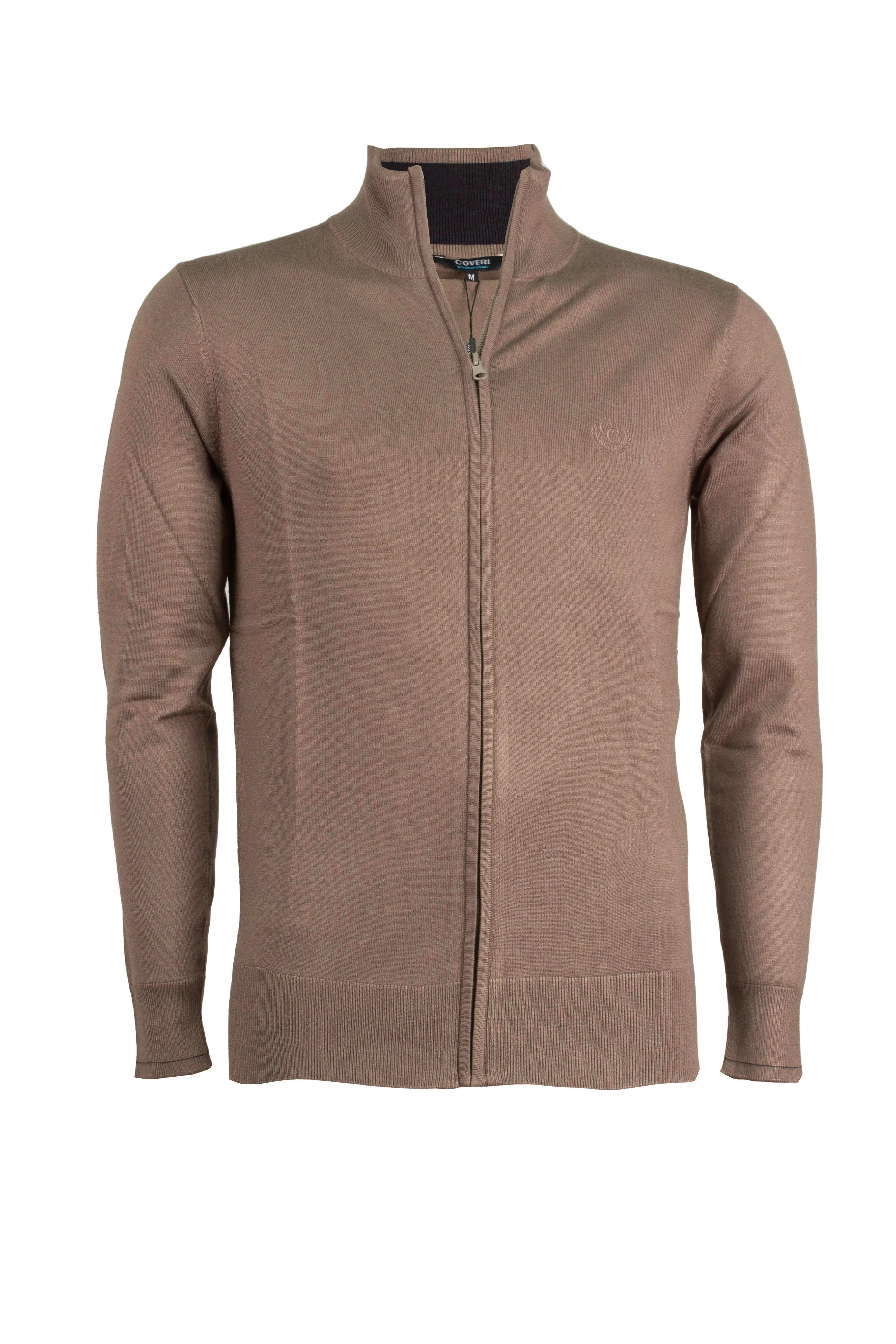 Cardigan zip intera con contrasti e logo sul cuore
