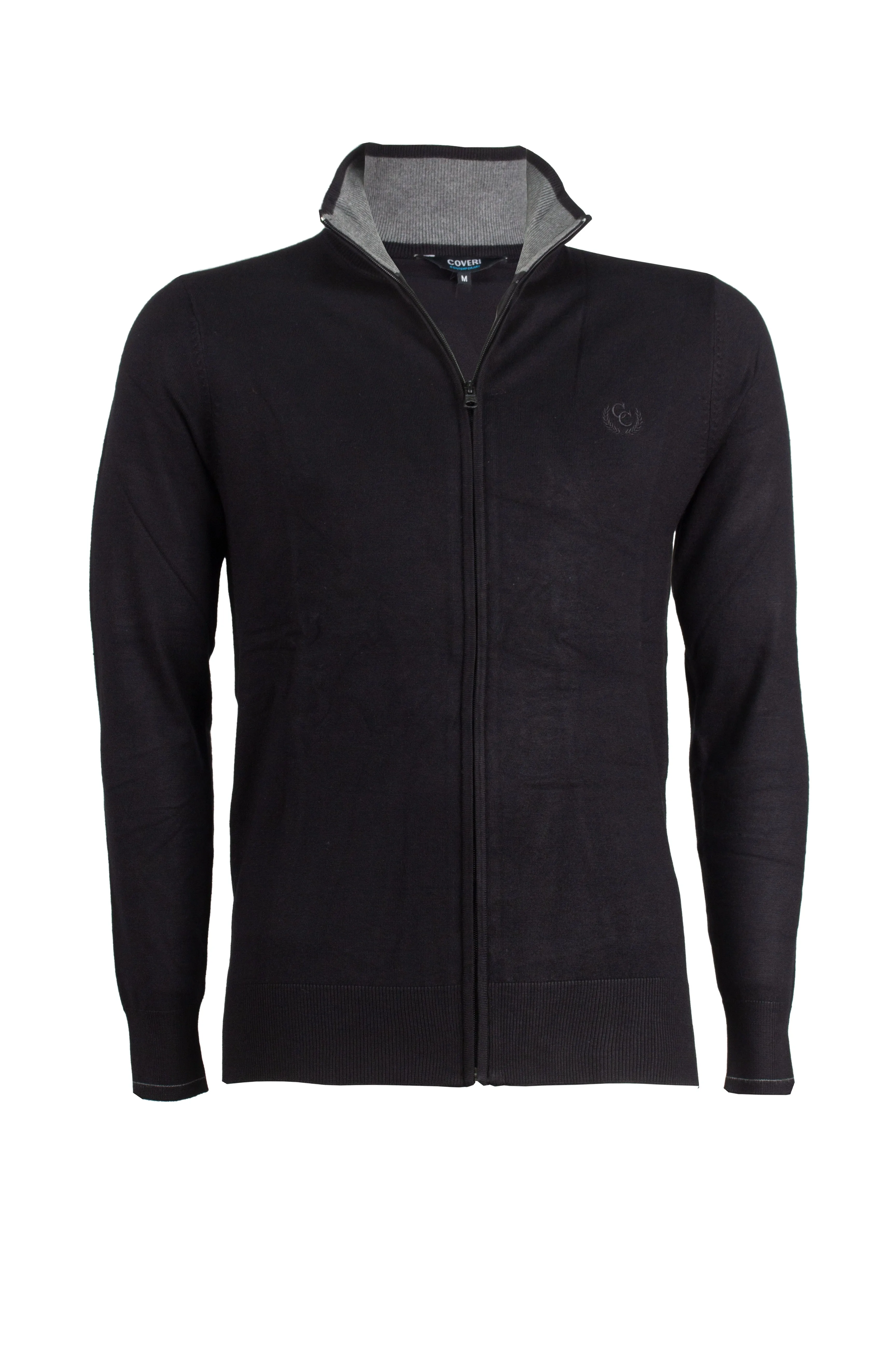 Cardigan zip intera con contrasti e logo sul cuore