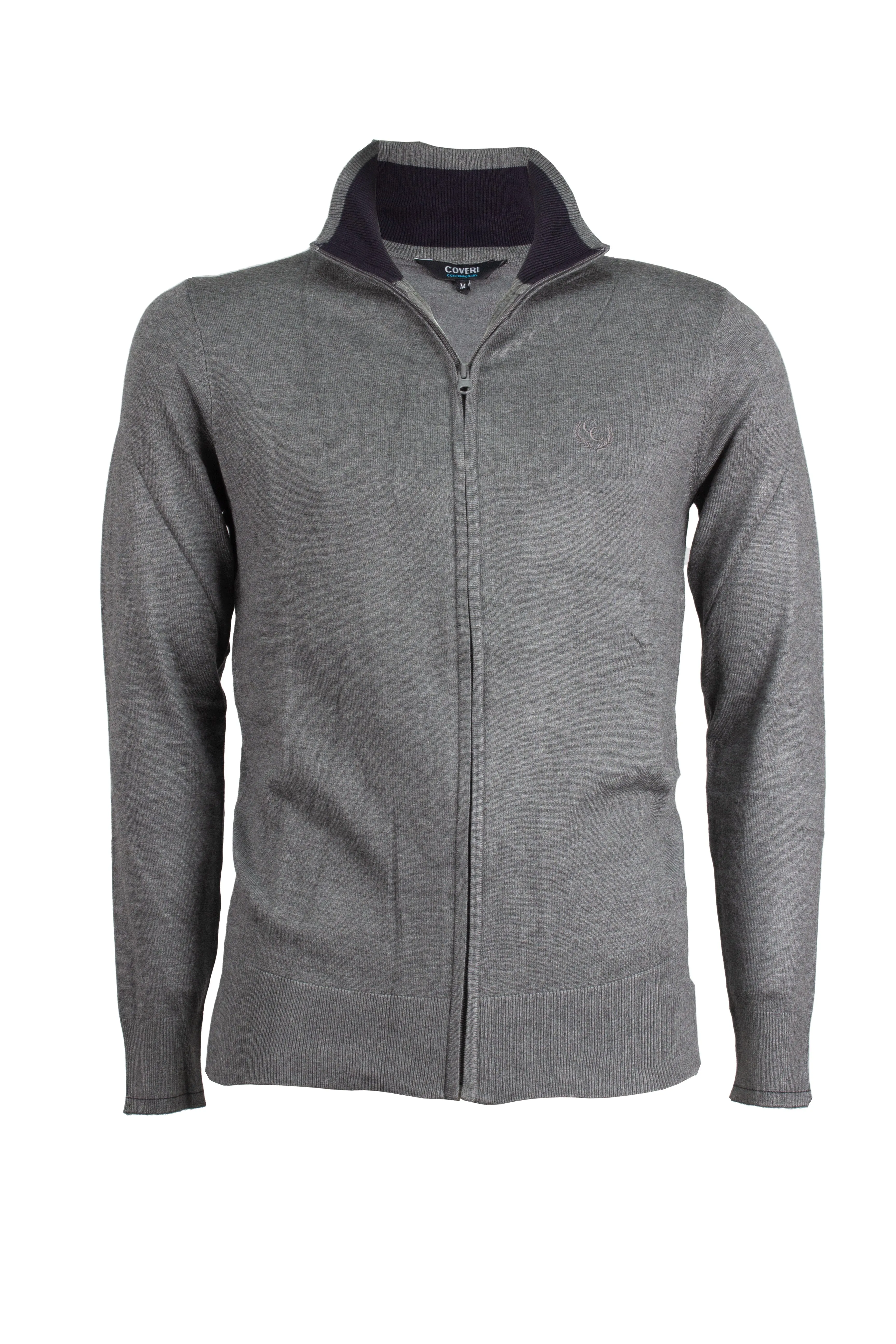 Cardigan zip intera con contrasti e logo sul cuore