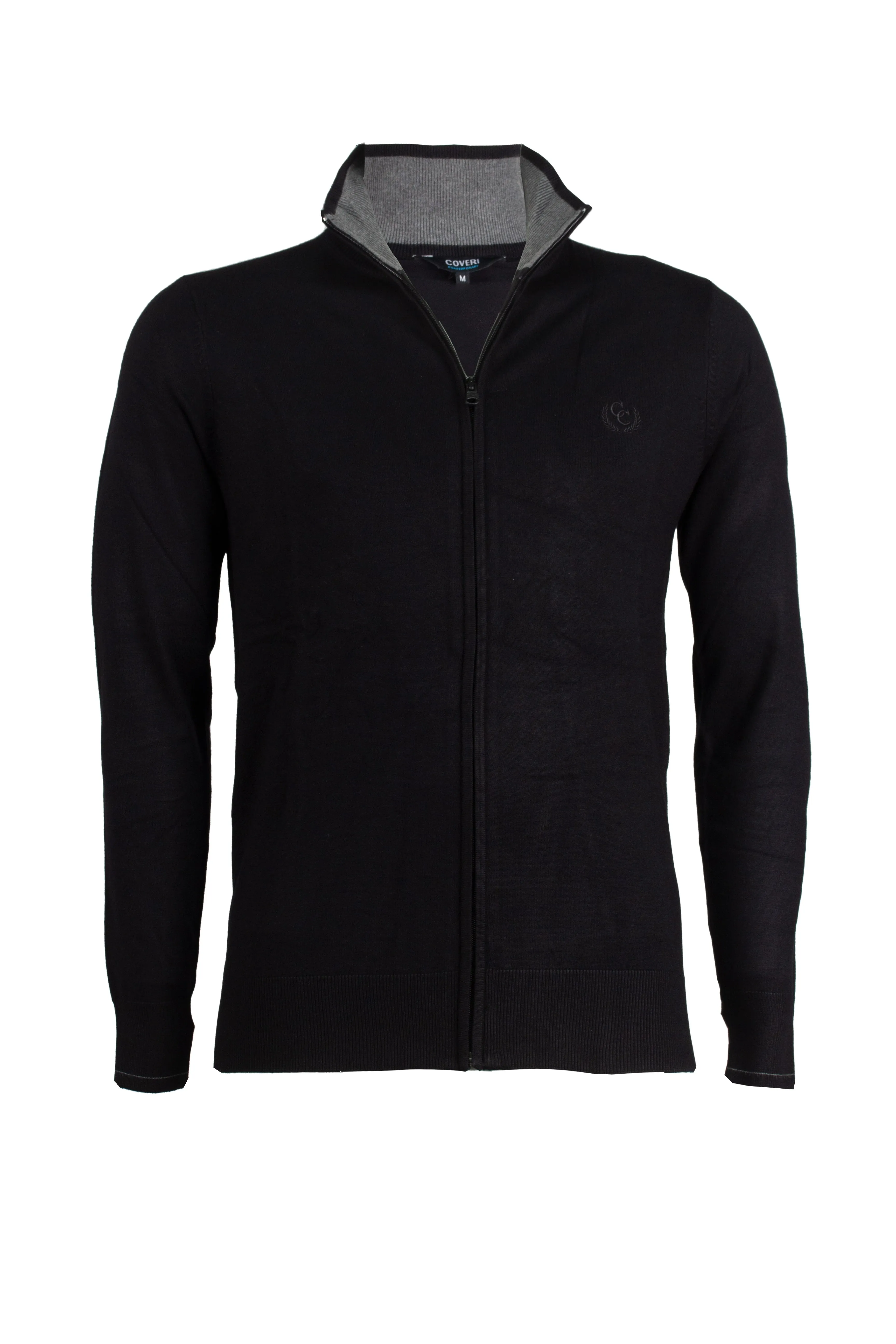 Cardigan zip intera con contrasti e logo sul cuore