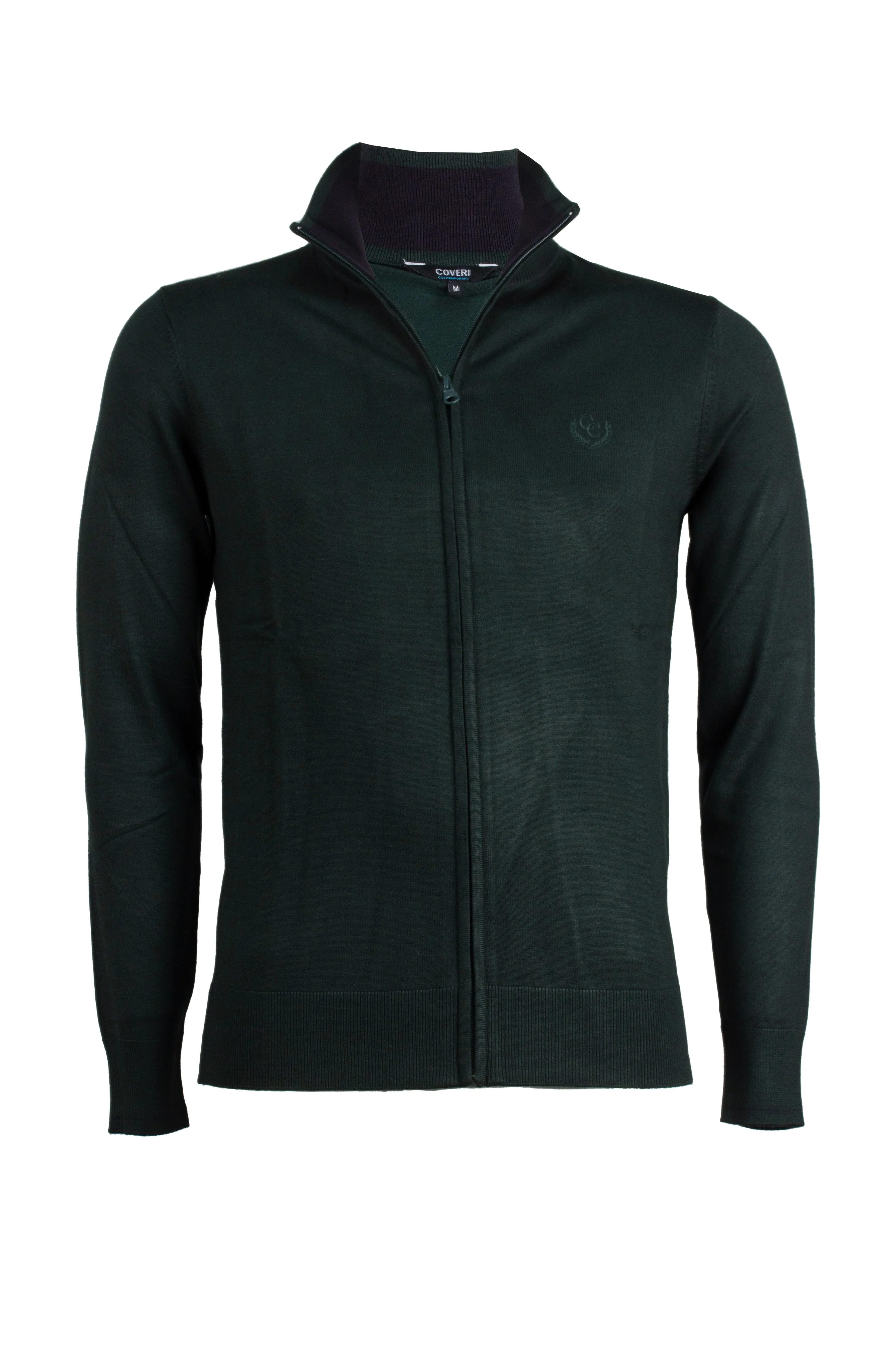 Cardigan zip intera con contrasti e logo sul cuore