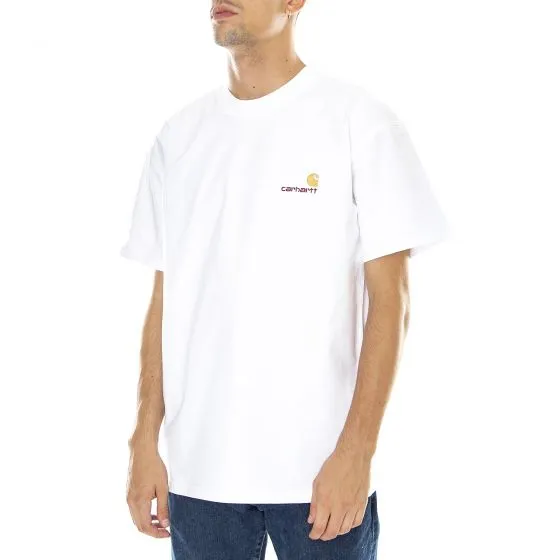 CARHARTT WIP M' S/S American Script T-Shirt White - Maglietta Girocollo Uomo Bianca    