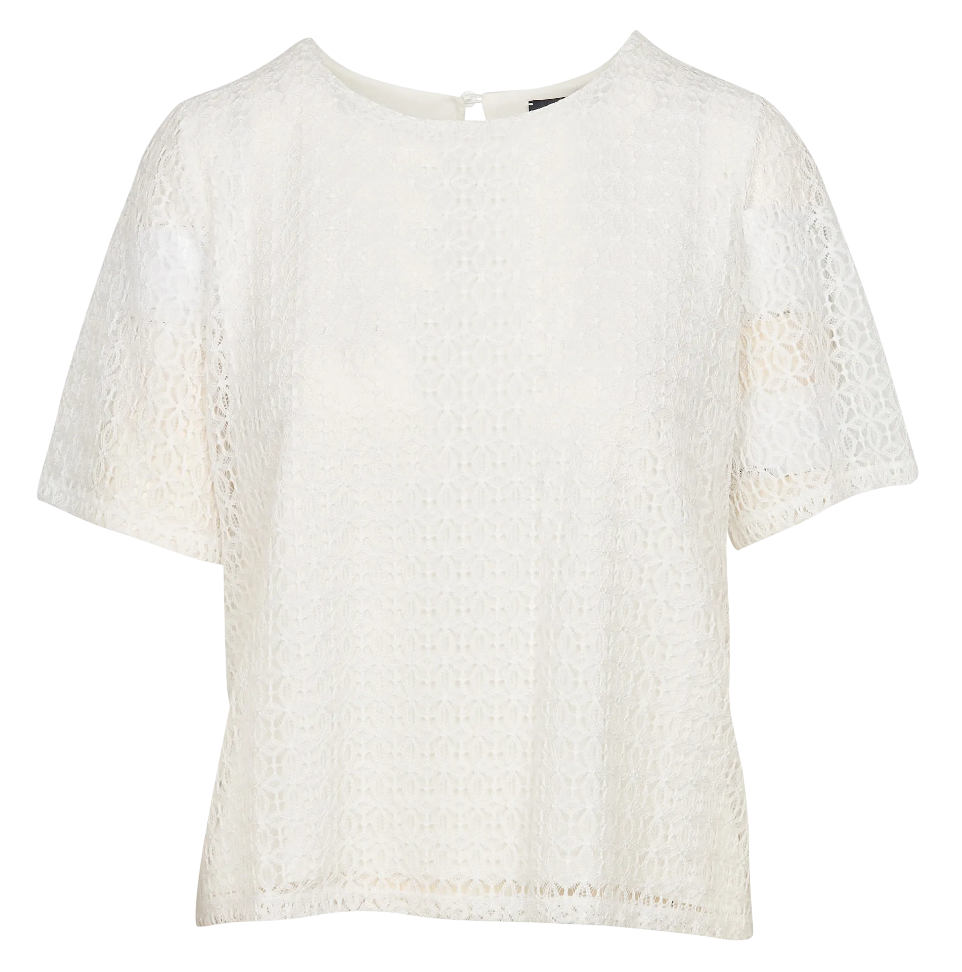  CAROLL   TBOXY - Maglietta diritta con bottoni in pizzo sottile | Beige