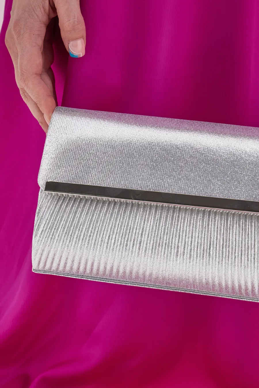 Clutch Argento con Tracolla Coveri Collection 0189