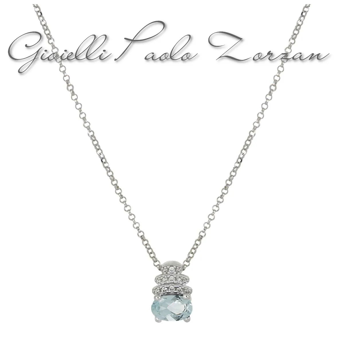 Collana Artlinea in oro bianco 18 kt, con acquamarina e diamanti CD681/AC-LB