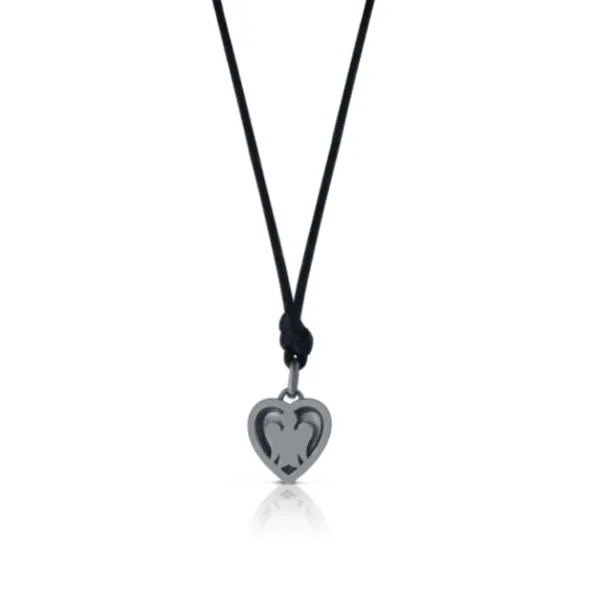 Collana con ciondolo cuore smaltato verde e rutenio