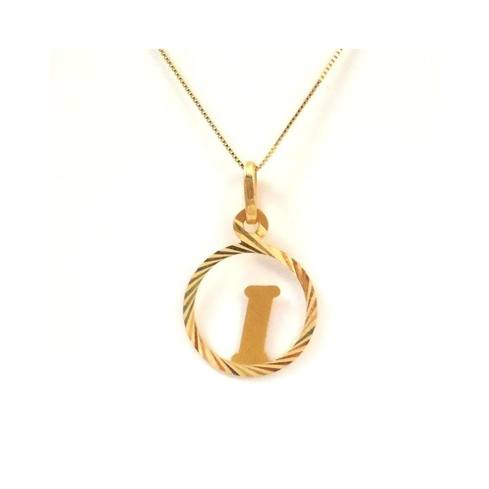 COLLANA CON CIONDOLO LETTERA I INIZIALE IN ORO GIALLO 18 KT