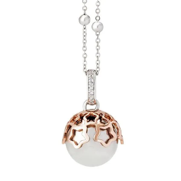 Collana con ciondolo sonoro bicolor, stelle e zirconi    