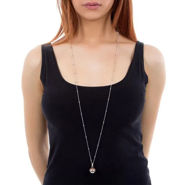 Collana con ciondolo sonoro bicolor, stelle e zirconi    