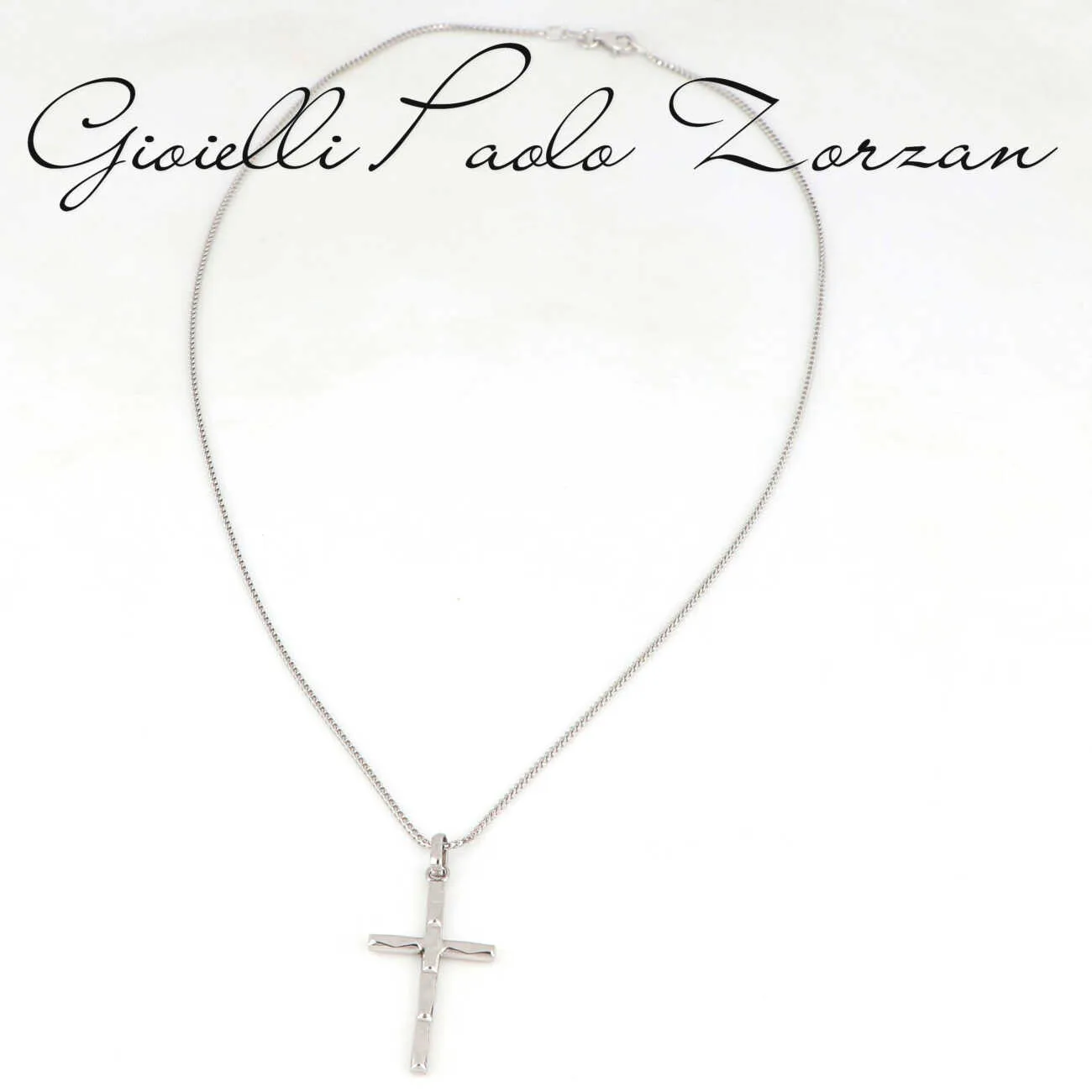 Collana con croce da uomo in oro bianco DZORO-B02