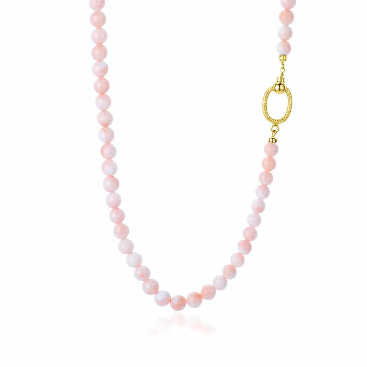 Collana in Corallo Rosa Misu da 8 mm chiusura in Oro 18 kt