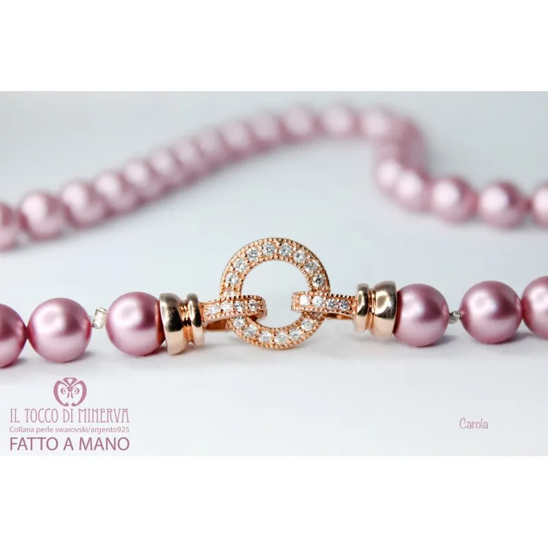 Collana Perle Swarovski Carola Rosa antico – Realizzata a mano