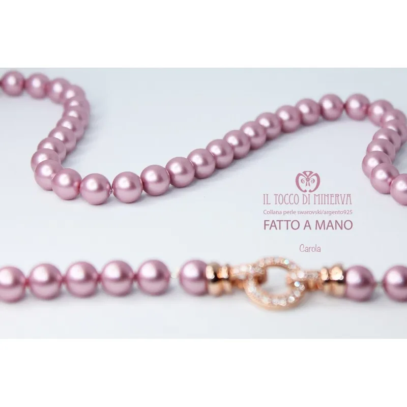 Collana Perle Swarovski Carola Rosa antico – Realizzata a mano