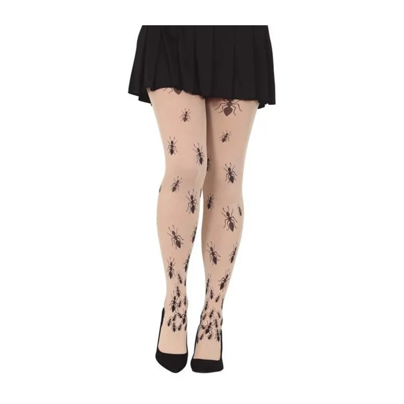 COLLANT COLOR CARNE STAMPA FORMICHE ARRAMPICATI TG.UN PER TRAVESTIMENTI DI HALLOWEEN CARNEVALE E SCENE HORROR