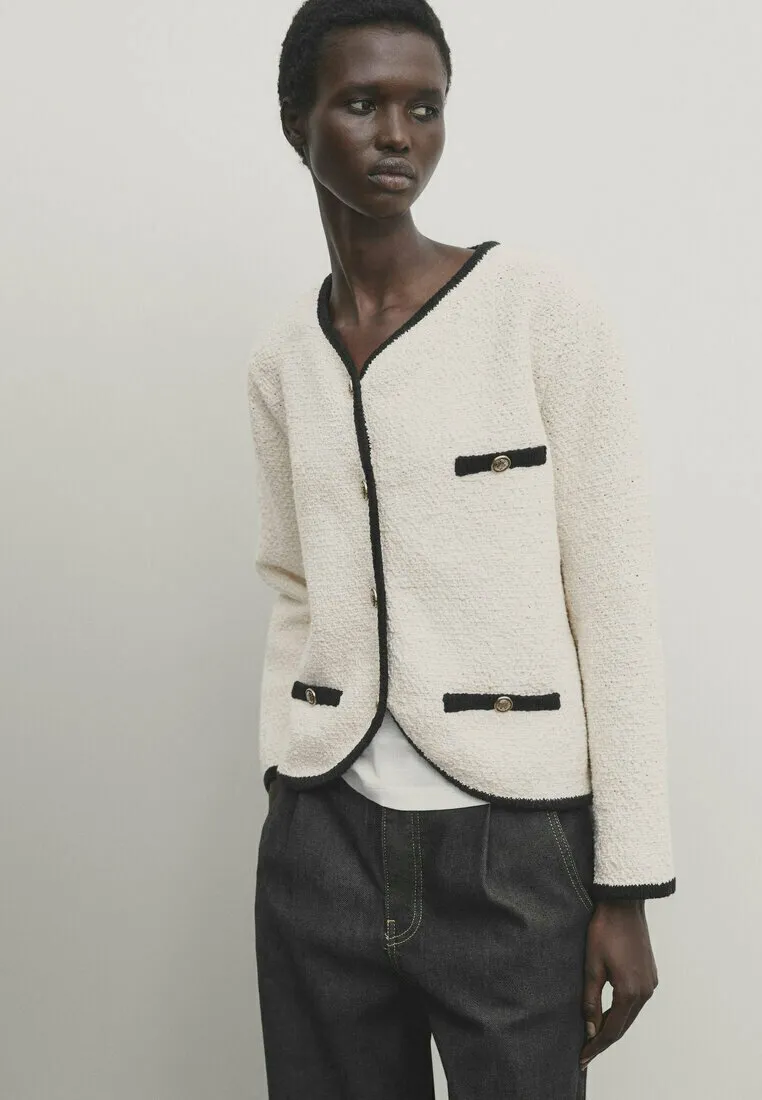 CONTRAST TEXTURED - Cardigan