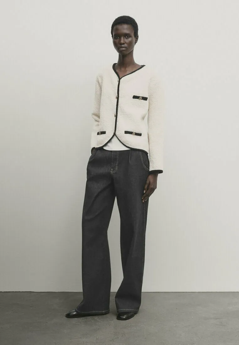 CONTRAST TEXTURED - Cardigan