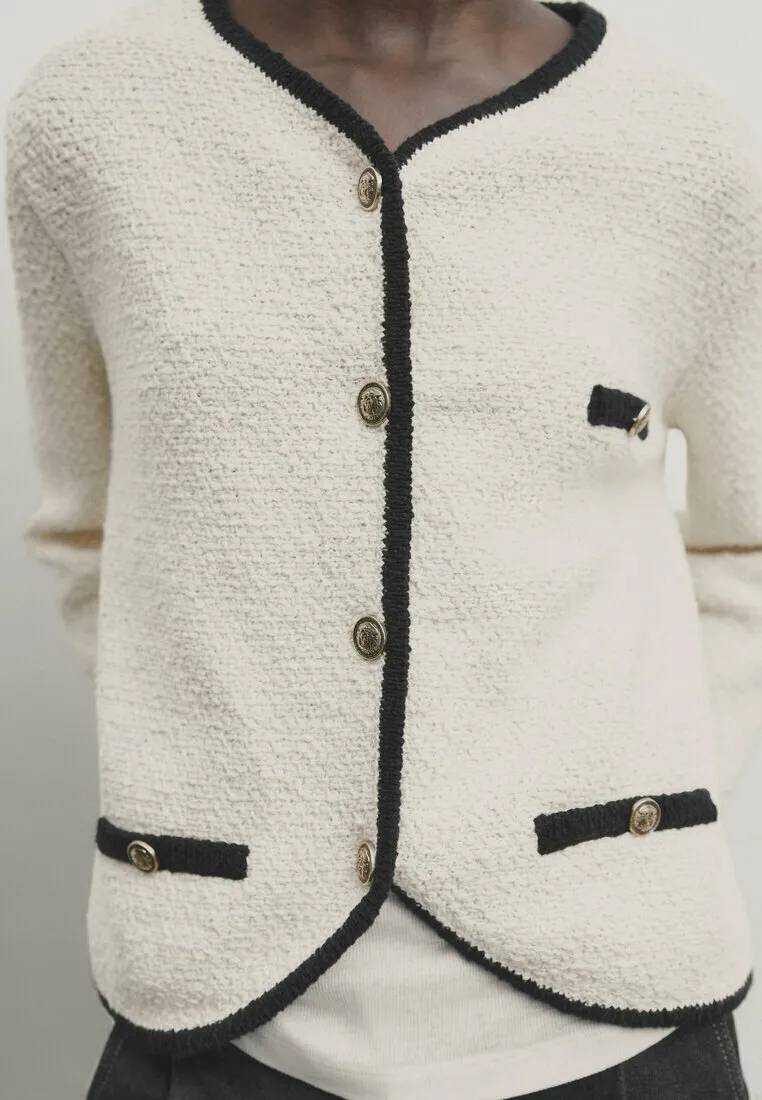 CONTRAST TEXTURED - Cardigan