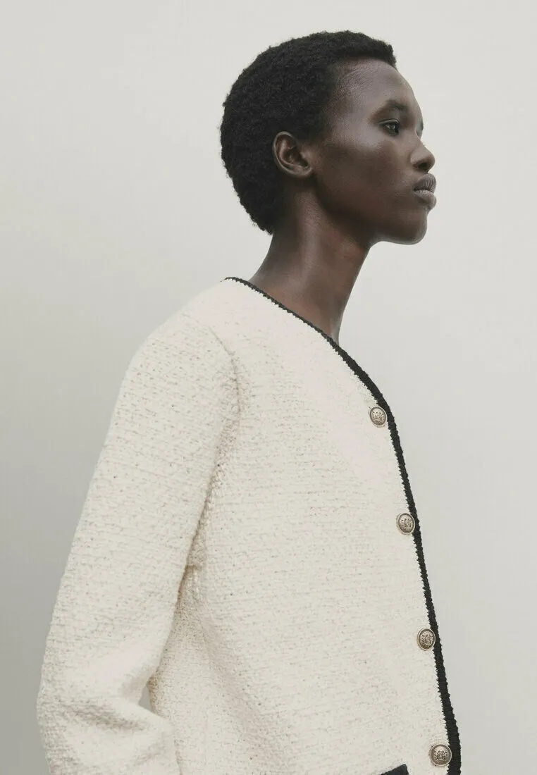 CONTRAST TEXTURED - Cardigan