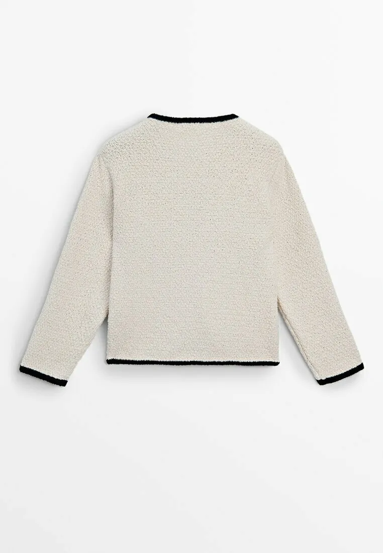 CONTRAST TEXTURED - Cardigan