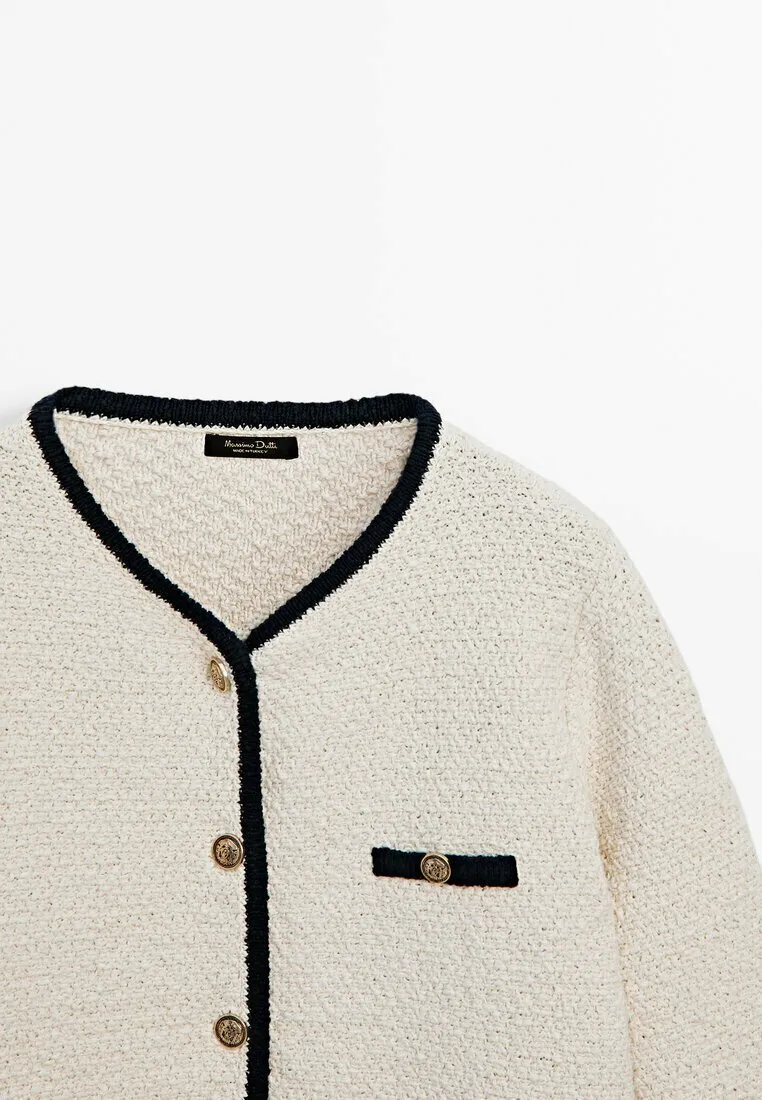 CONTRAST TEXTURED - Cardigan