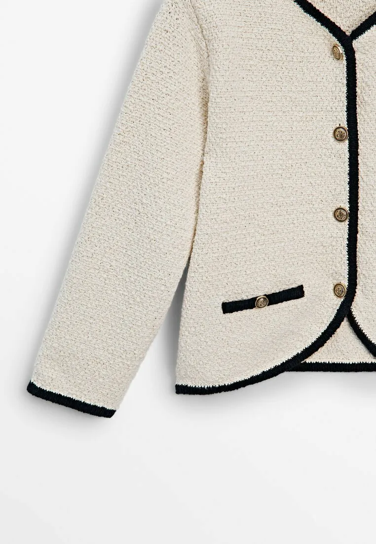 CONTRAST TEXTURED - Cardigan