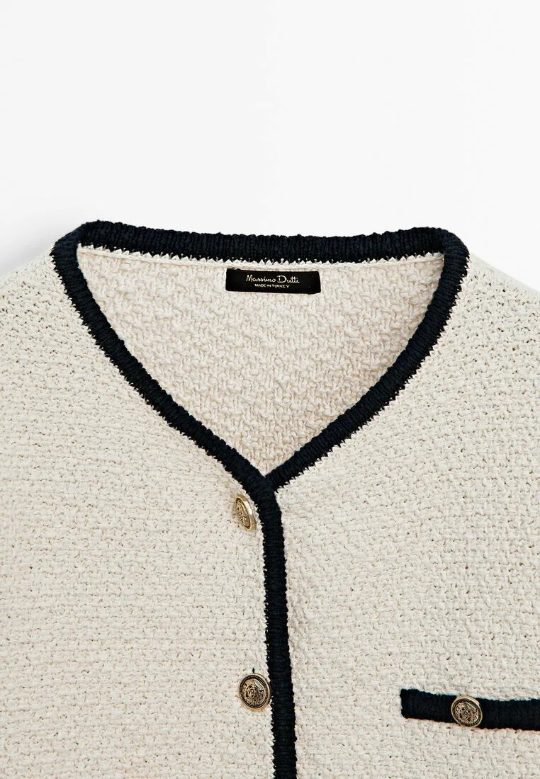 CONTRAST TEXTURED - Cardigan