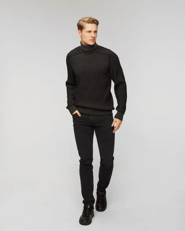 Czarny sweter kaszmirowy z golfem męski Sease kt030xg006-n61