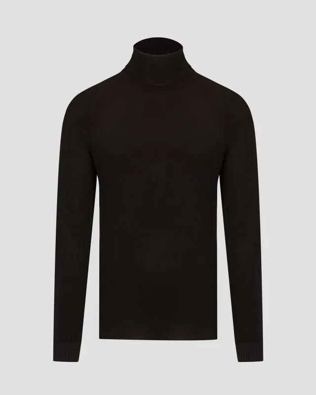 Czarny sweter wełniany z golfem męski Sease kt038xg004-n61