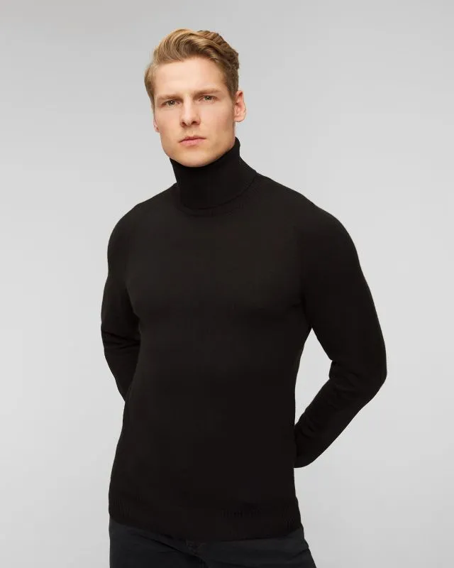 Czarny sweter wełniany z golfem męski Sease kt038xg004-n61