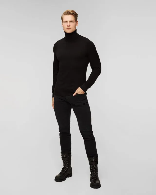 Czarny sweter wełniany z golfem męski Sease kt038xg004-n61