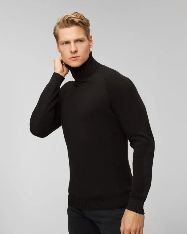 Czarny sweter wełniany z golfem męski Sease kt038xg004-n61