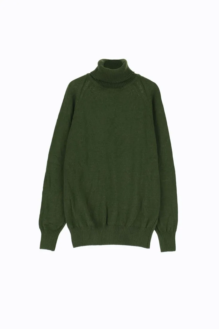 Dolcevita monocolour con maniche raglan e orli elasticizzati