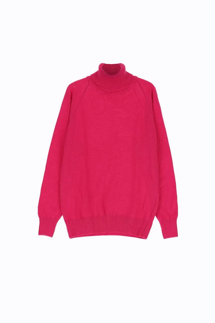Dolcevita monocolour con maniche raglan e orli elasticizzati