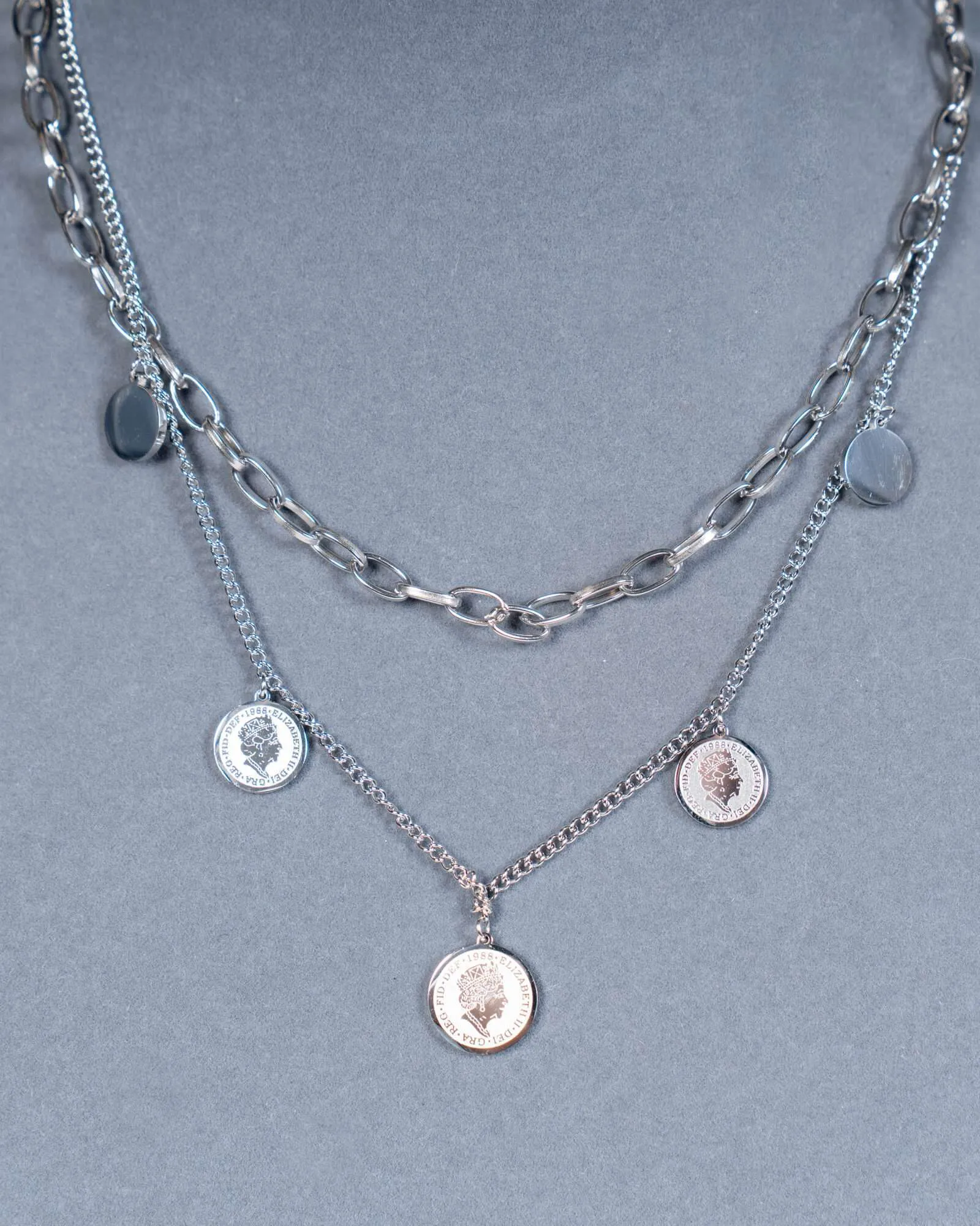 Doppia collana con monete - Argento