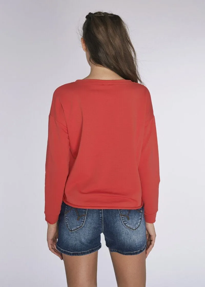 Felpa cropped con stampa laminata