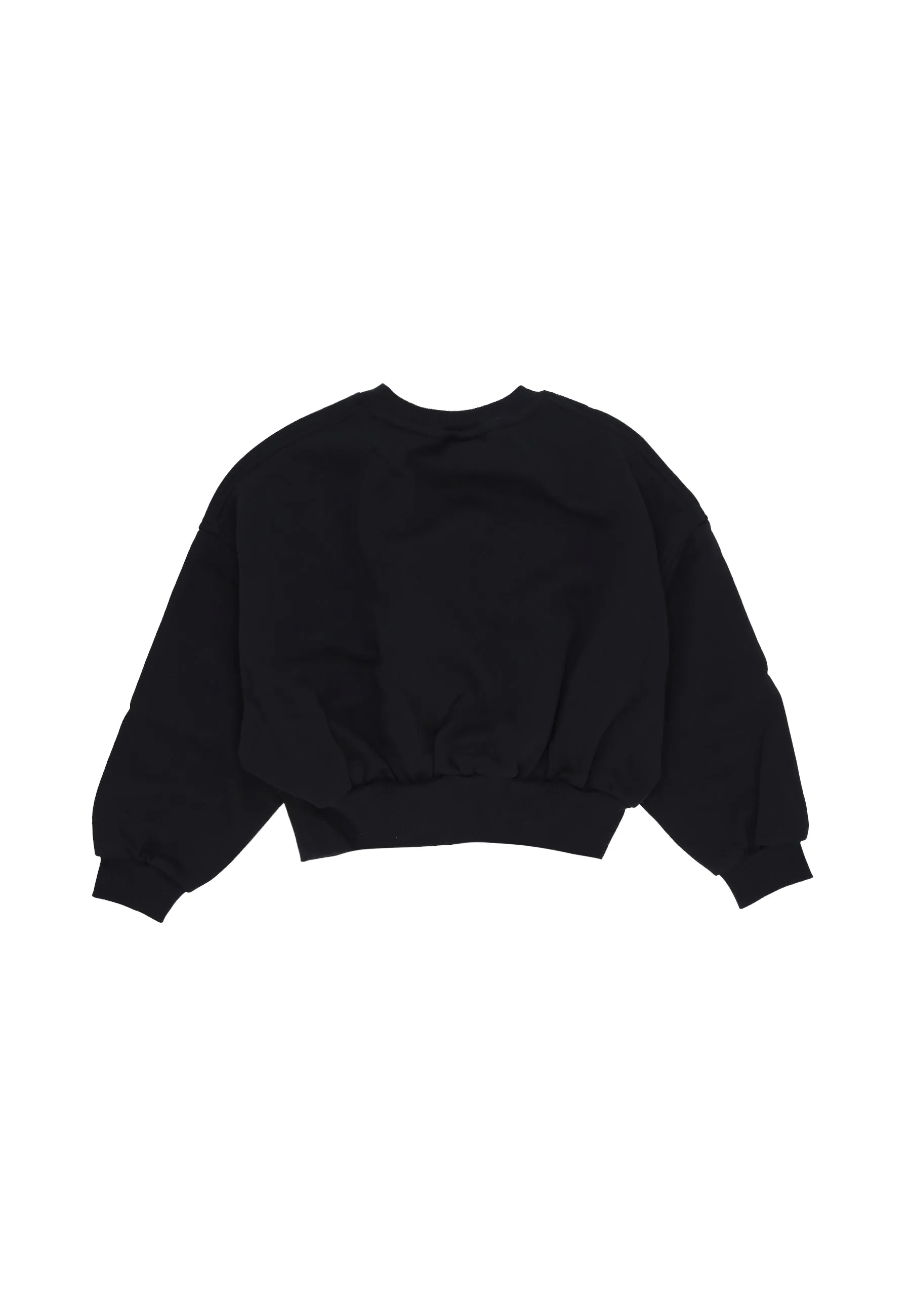Felpa Girocollo Corta Ragazza Sportswear Club Fleece Boxy Crewneck Black/white