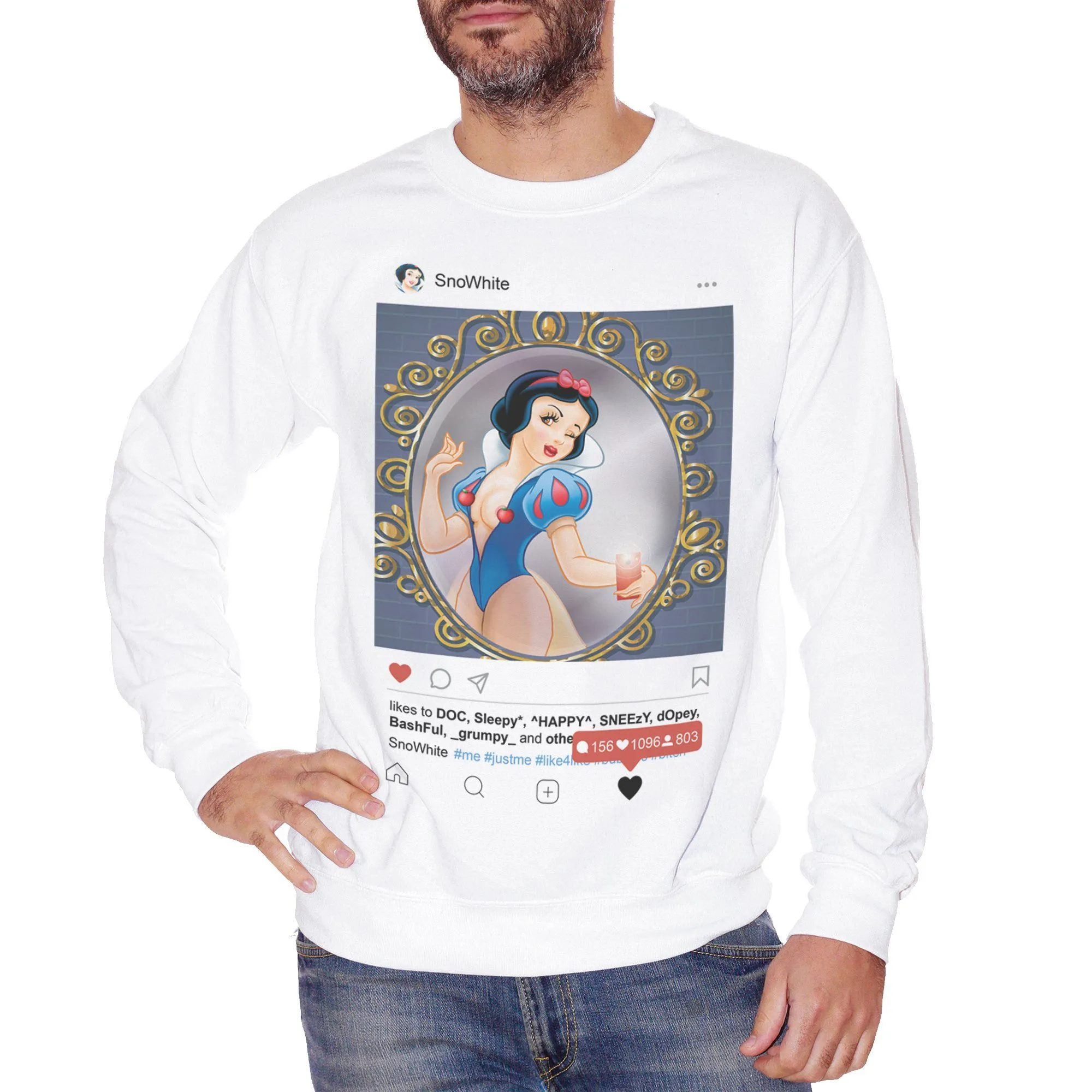 Felpa Girocollo Princess Biancaneve Snow White Social Fashion Selfie - FILM