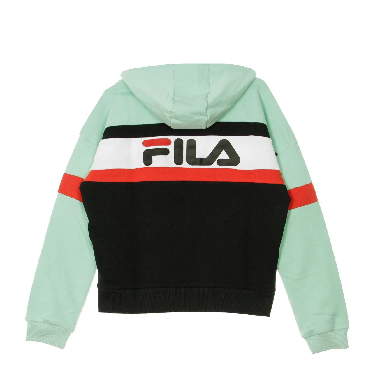 Felpa Leggera Cappuccio Corta Donna Ella Mist Green/black/bright White/true Red