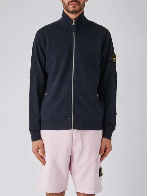 Felpa uomo Stone Island full zip in cotone Navy