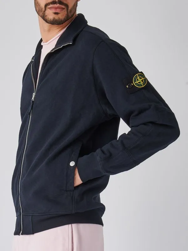 Felpa uomo Stone Island full zip in cotone Navy