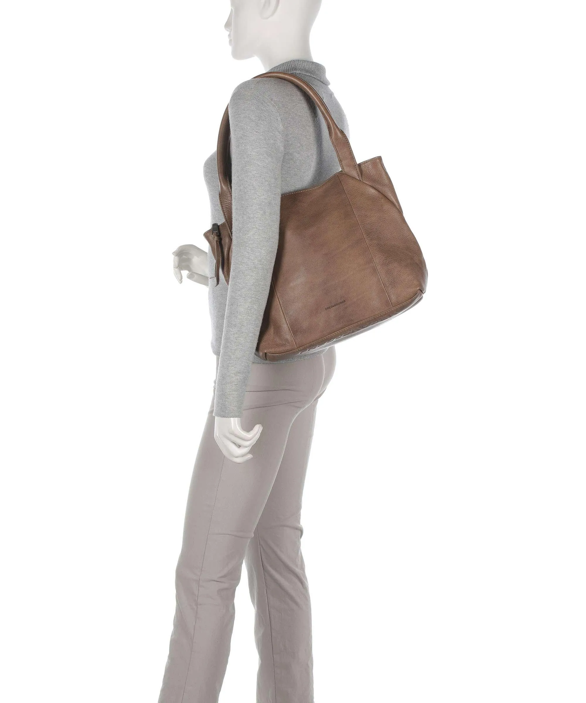  FredsBruder Mia Borsa a spalla pelle granulata taupe  