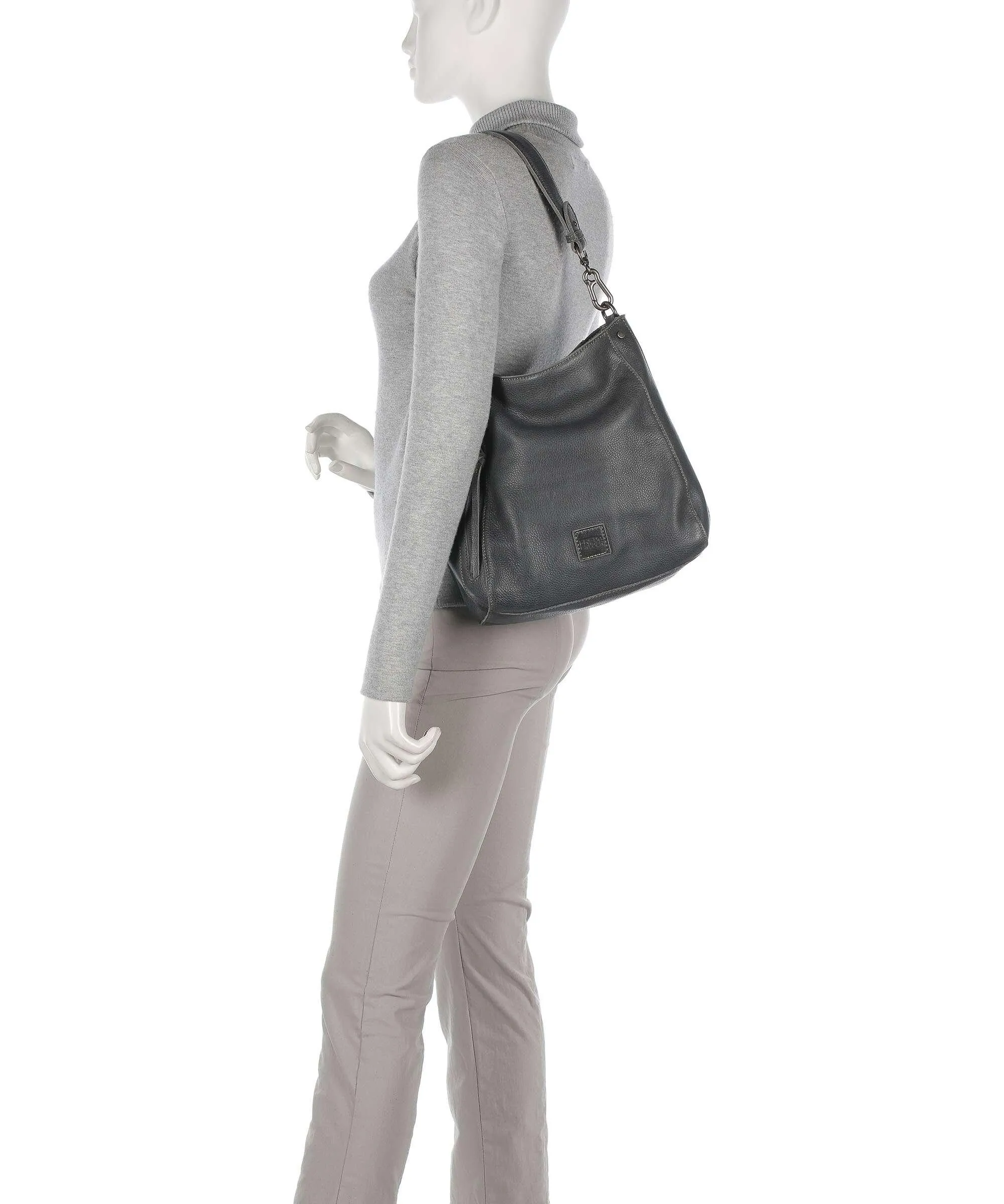  FredsBruder Mila Borsa hobo pelle granulata grigio scuro  