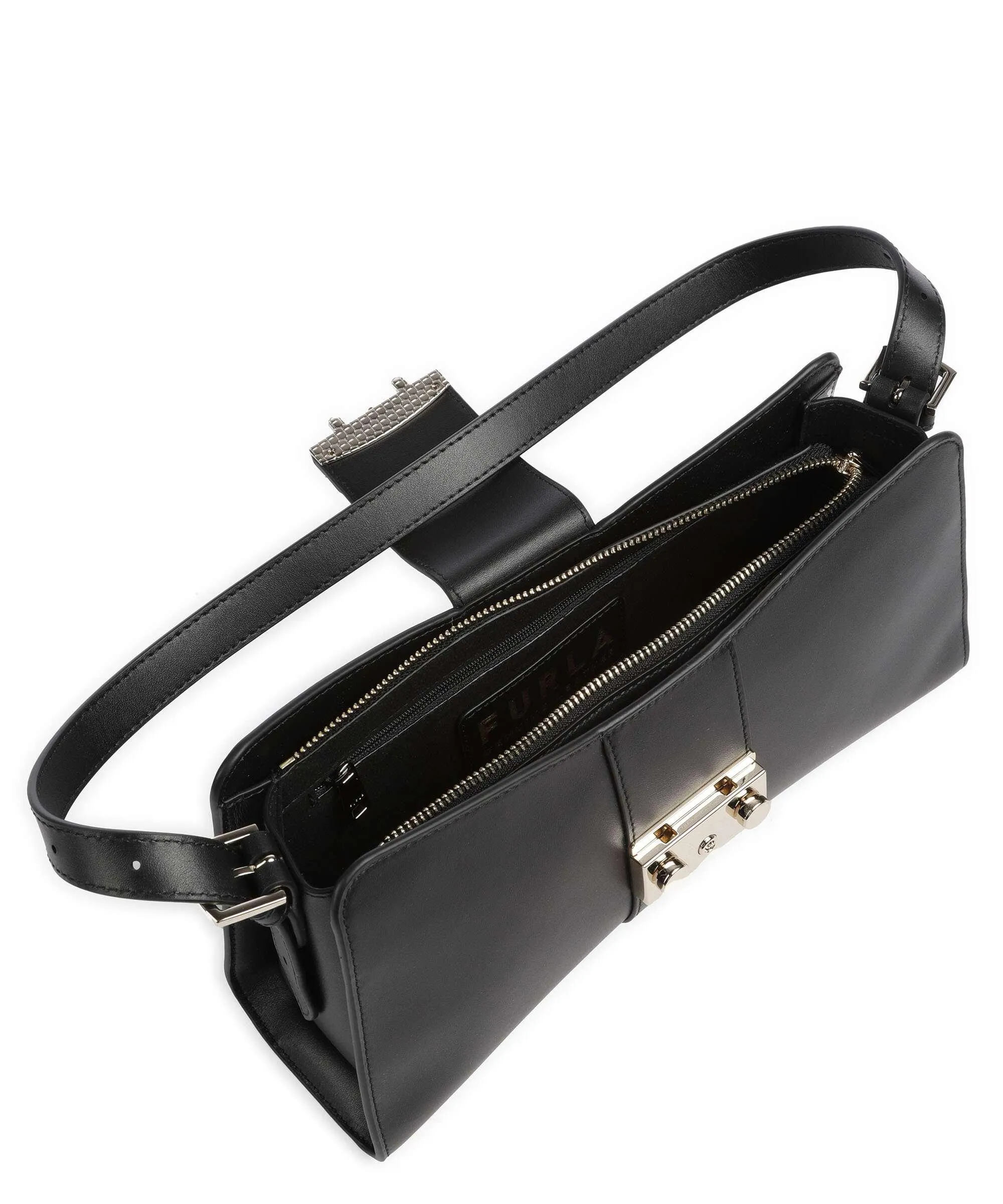  Furla Metropolis Remix M Borsa a spalla pelle di vitello finemente grana nero  