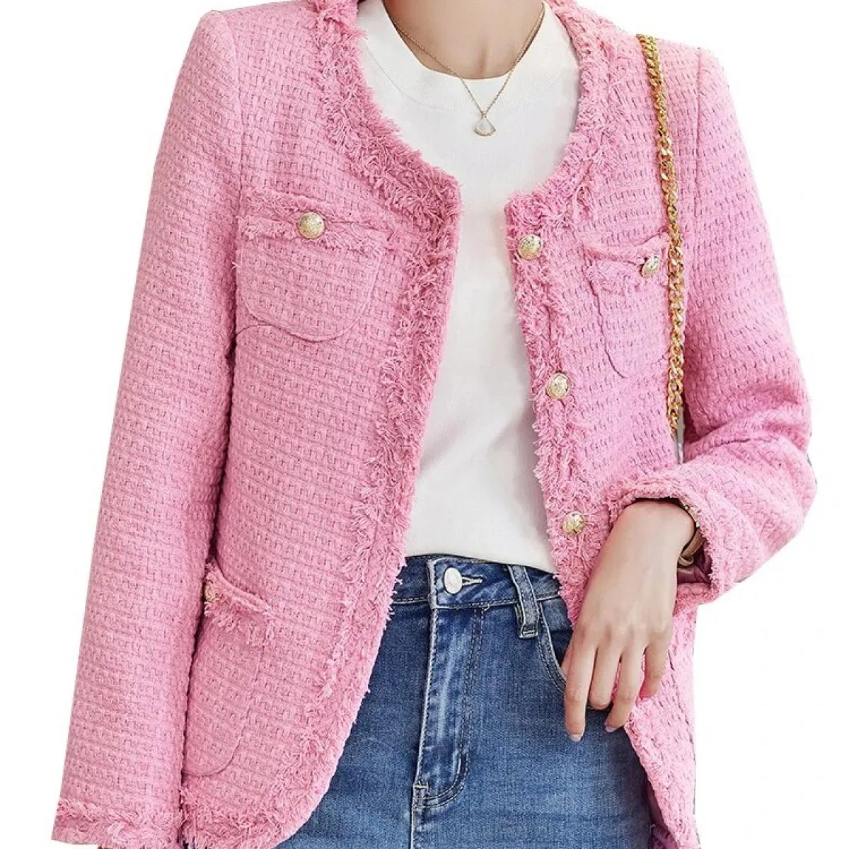 Giacca da donna alla moda Giacca casual da donna Rosa Beige Blu Nero Manica lunga monopetto Cappotto autunno inverno femminile